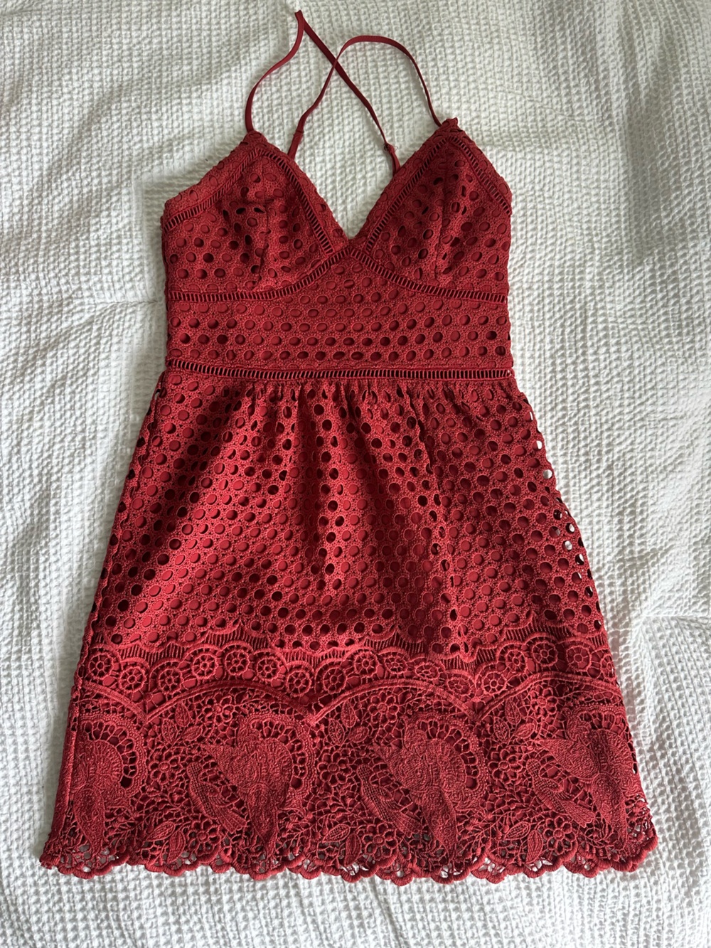 Abercrombie & Fitch Scarlet Red Eyelet Lace Sundress
